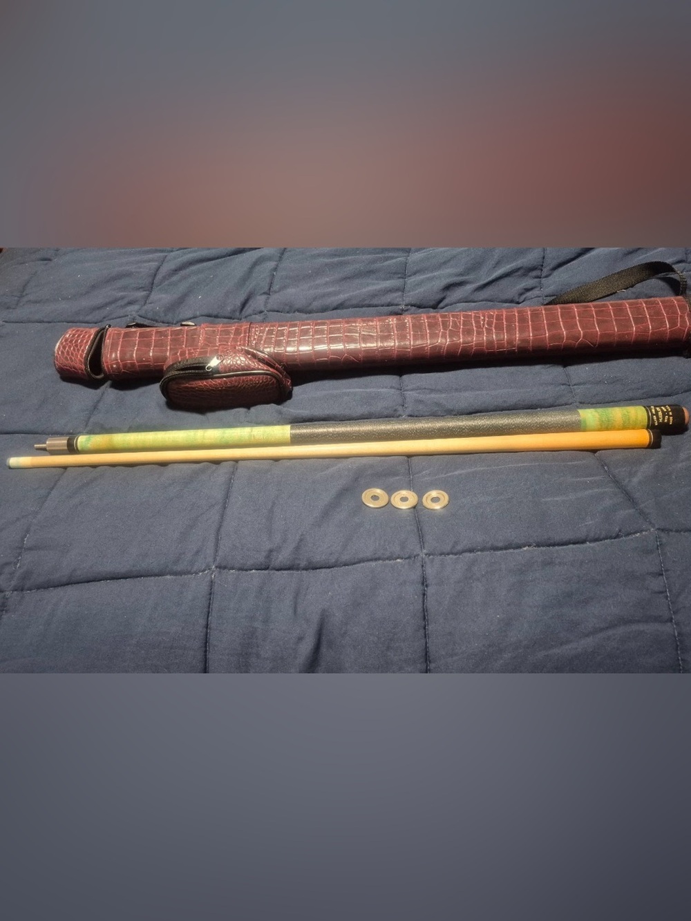 Huebler Silver Jubilee Pool Cue 1973-1998 Flawless Complete Vintage W/ Case